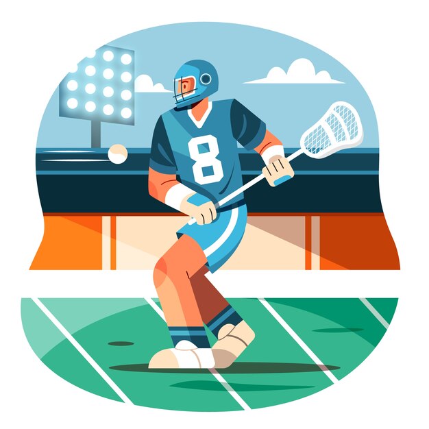 Estilo plano de ilustración de jugador de lacrosse