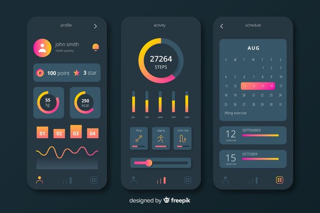 Estilo plano de plantilla de infografía de aplicación móvil de fitness