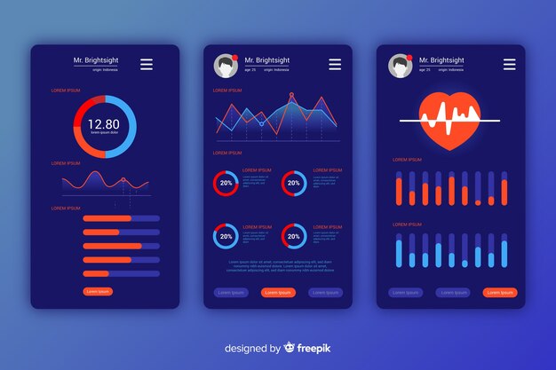 Estilo plano de plantilla de infografía de aplicación móvil de fitness