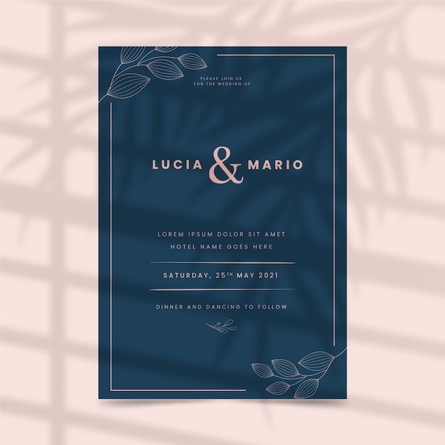 Vector gratuito estilo de plantilla de invitación de boda