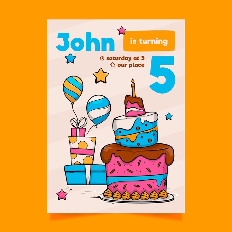 Vector gratuito estilo de plantilla de invitación de cumpleaños para niños