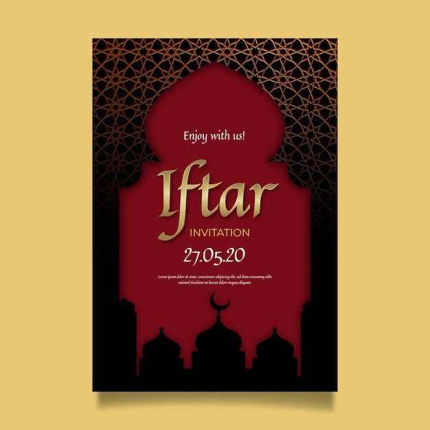 Vector gratuito estilo de plantilla de invitación de iftar