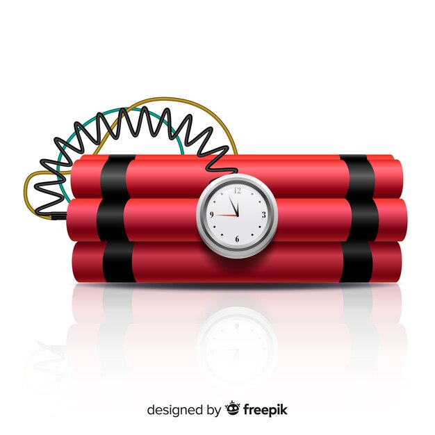 Estilo realista de bomba de tiempo rojo