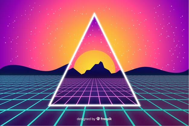 Estilo retro de fondo de paisaje futurista