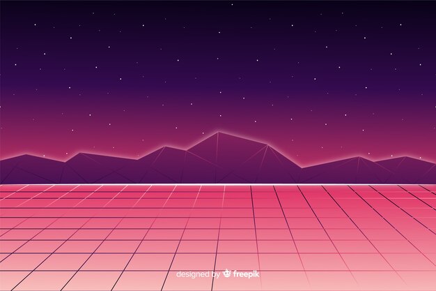 Estilo retro de fondo de paisaje futurista