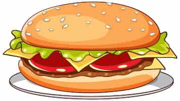 Vector gratuito estilo simple de dibujos animados de hamburguesa aislada