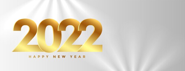 Estilo de texto de año nuevo dorado 2022 con banner de efectos de luz
