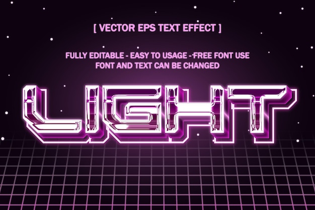Estilo de texto de efecto de texto editable de luz de brillo púrpura cromo claro