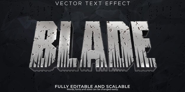Estilo de texto de guerrero y bosque editable con efecto de texto metálico Blade