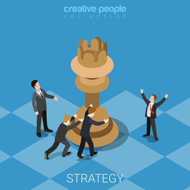 Estrategia caballero mover concepto de negocio plano