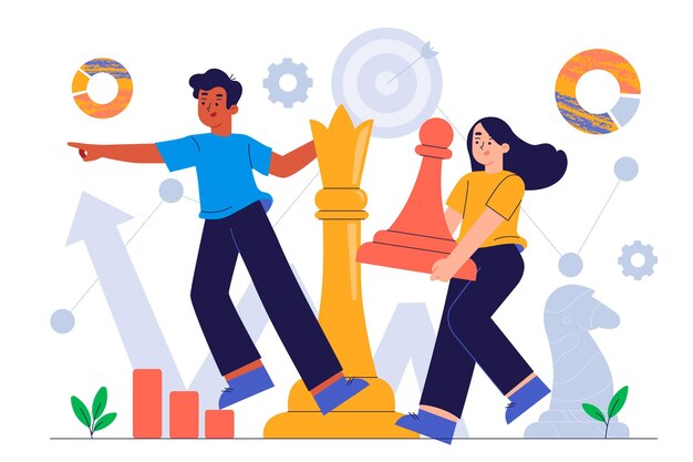 Estrategia empresarial ilustrada dibujada a mano