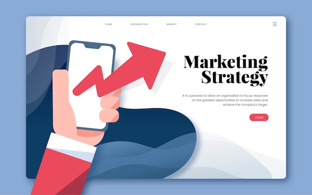 Estrategia de marketing informativa del sitio web gráfico.