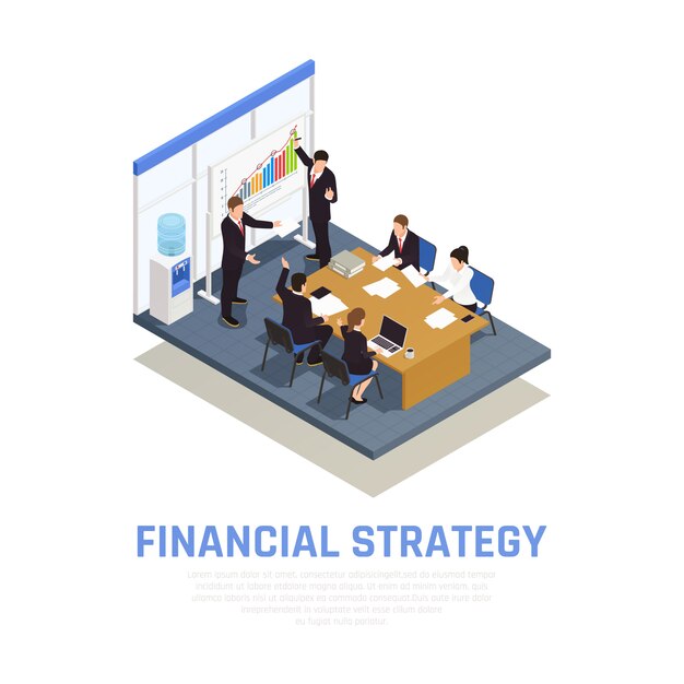 Estrategias de inversión de los administradores de fondos composición isométrica con beneficios de crecimiento financiero y presentación de evaluación de riesgos