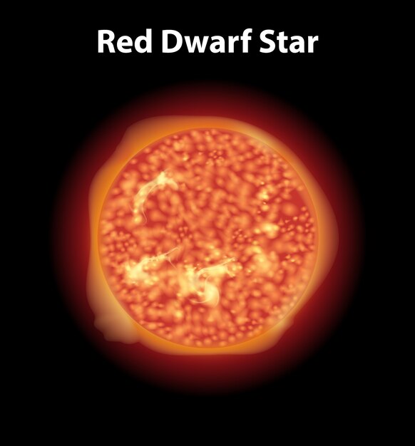 Estrella enana roja en el espacio oscuro