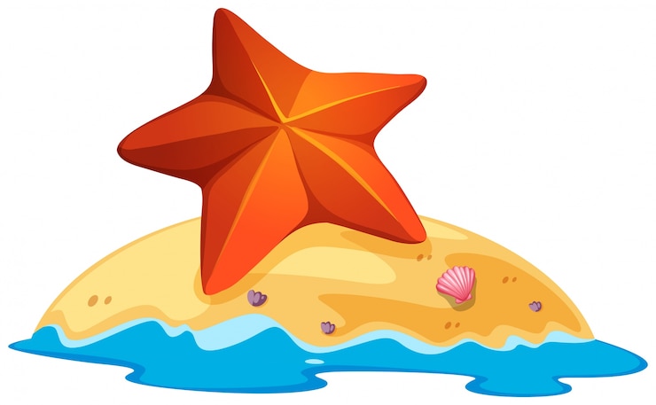 Vector gratuito estrella de mar marrón en la pequeña isla