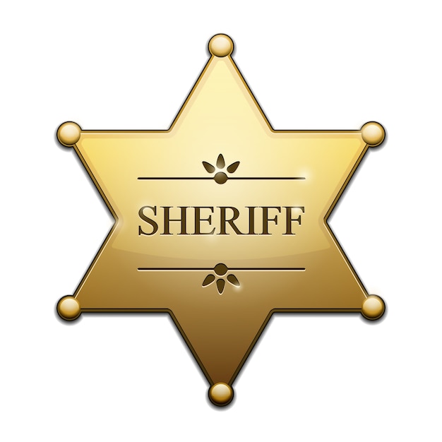 Estrella de Sheriff de oro aislada