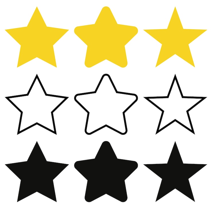 Vector gratuito estrellas amarillas en contorno plano y glifo