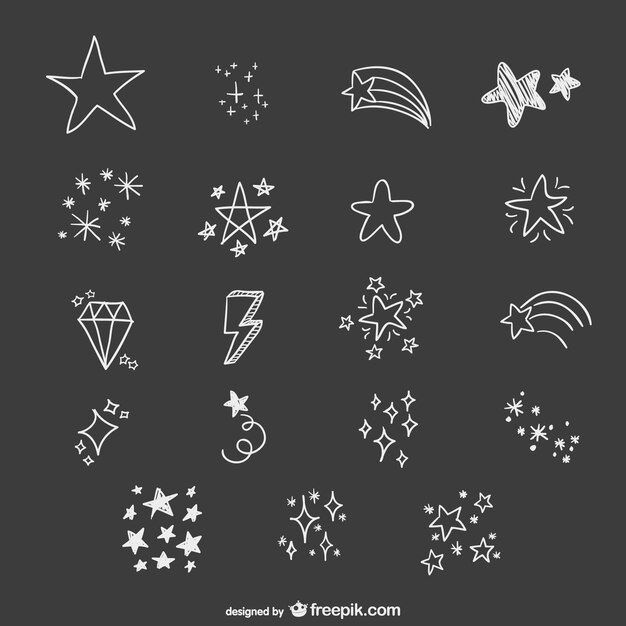 Estrellas dibujadas a mano en pizarra