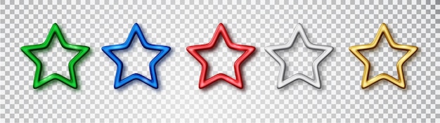 Estrellas finas realistas sobre un fondo transparente Establecer objetos vectoriales