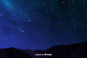 Vector gratuito estrellas fugaces en un hermoso fondo nocturno