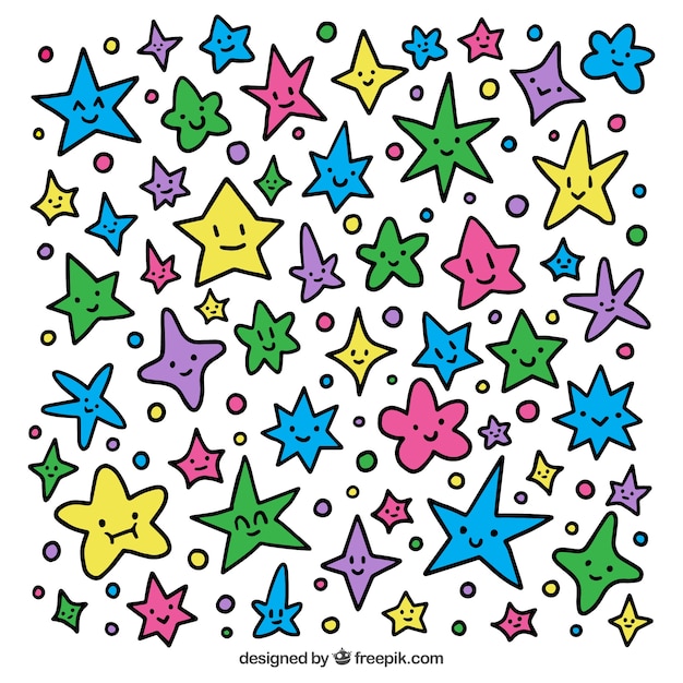 Vector gratuito estrellas sonrientes en diferentes colores