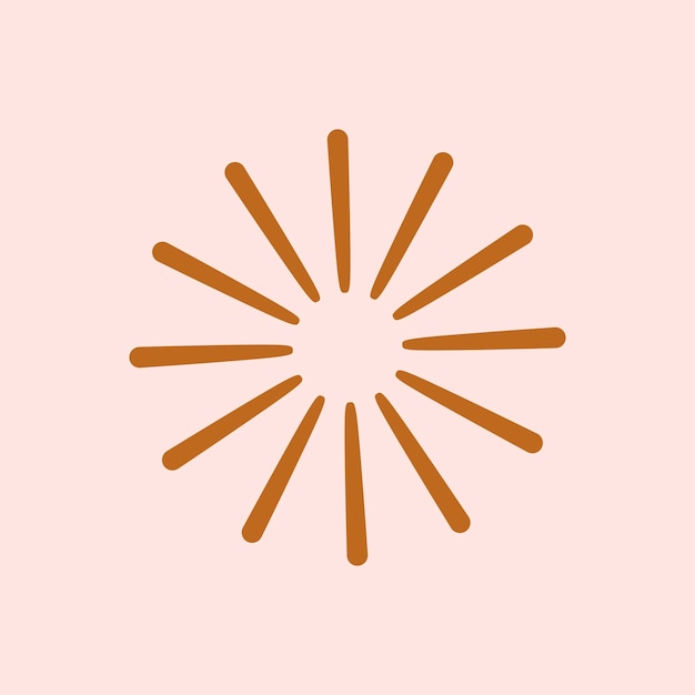 Estrellas vector icono brillante en estilo plano marrón sobre fondo rosa