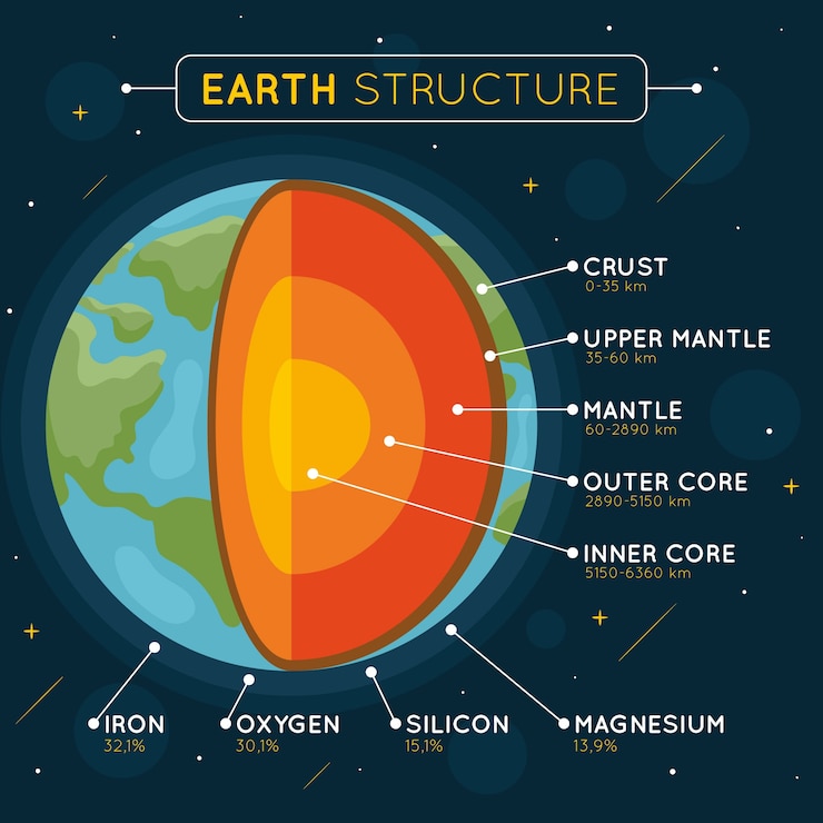 Vector gratuito estructura de la tierra infografía