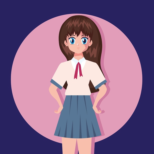 Vector gratuito estudiante chica anime