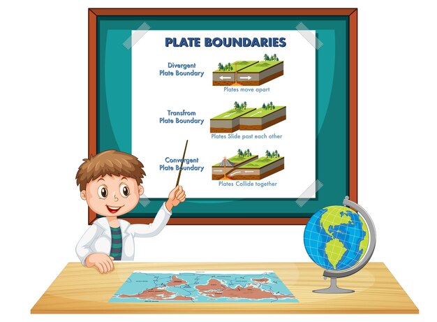 Estudiante explicando los límites de las placas