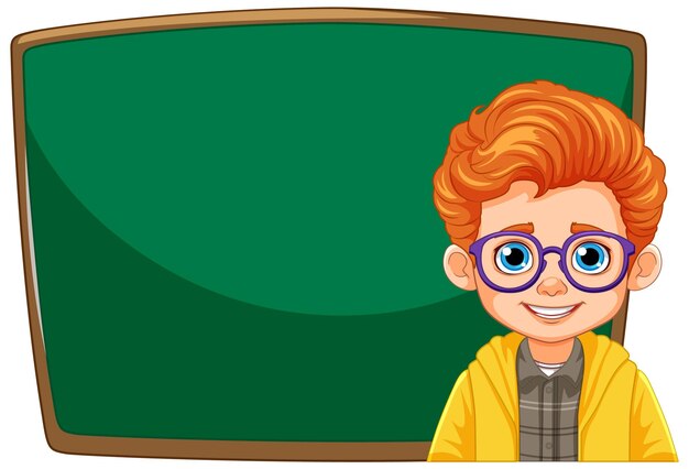 Estudiante feliz con el fondo de la pizarra