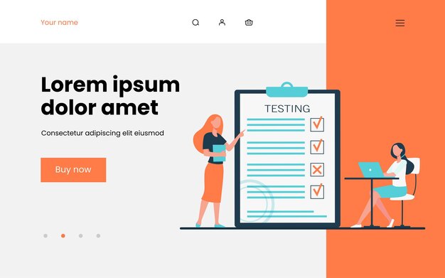 Estudiante que aprueba el examen y comprueba las respuestas Profesor, prueba, ilustración plana portátil. Concepto de educación y examen, diseño de sitio web o página web de destino