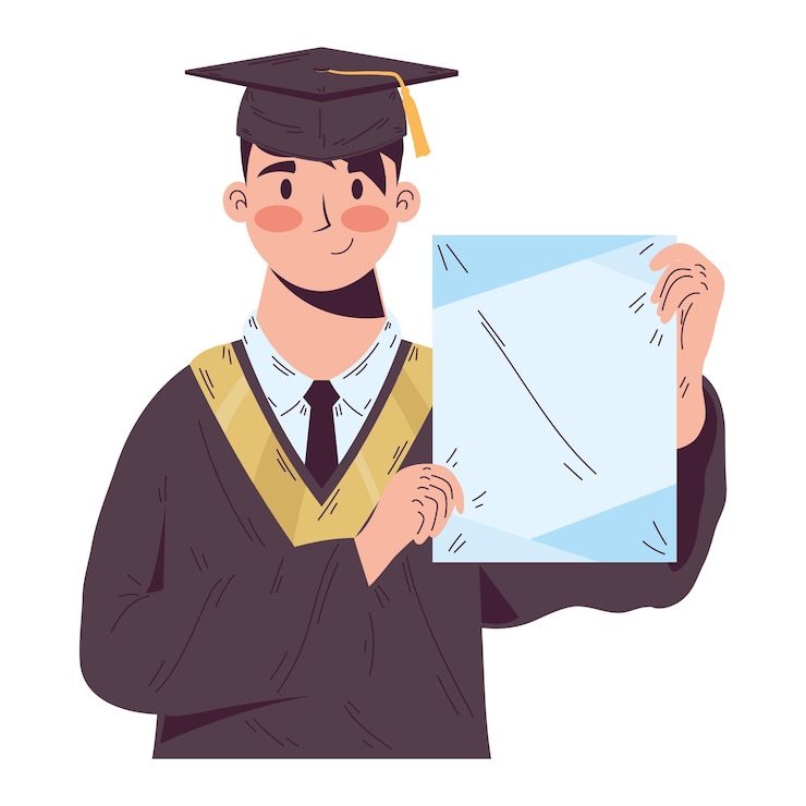 Vector gratuito estudiante sonriente tiene un diploma
