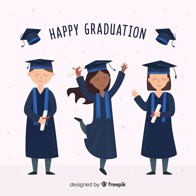 Vector gratuito estudiantes felices celebrando graduación