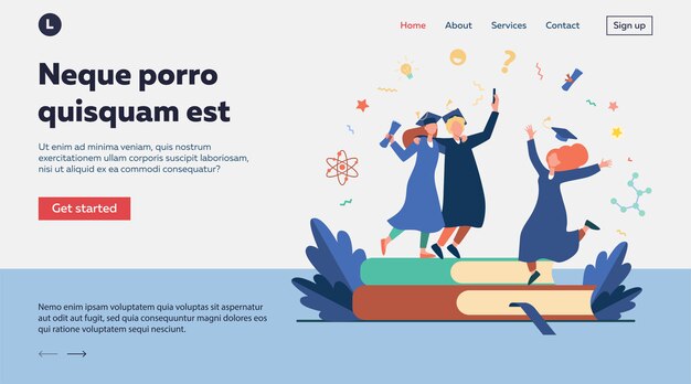 Estudiantes felices graduándose con diploma académico