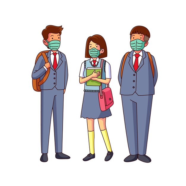 Estudiantes con mascarillas