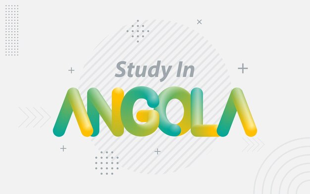 Estudiar en Angola Tipografía creativa con efecto de mezcla 3d Ilustración vectorial
