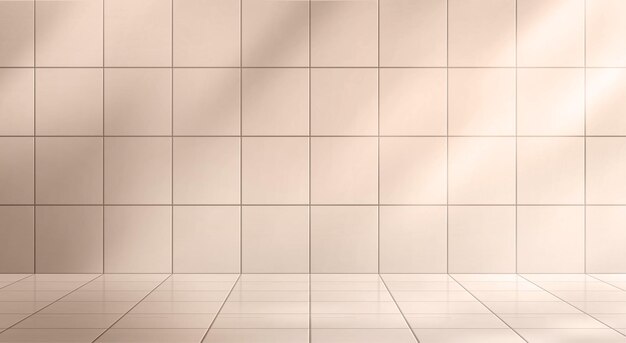 Estudio de baño con pared y piso de azulejos cerámicos Ilustración vectorial cuadrada patrón limpio para interior de inodoro claro Beige maqueta de baño geométrica abstracta con sombra Construcción brillante pastel