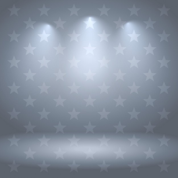 Vector gratuito estudio de fondo gris con estrellas y luces