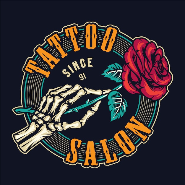 Vector gratuito estudio de tatuajes estampado redondo colorido