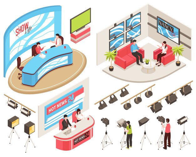Estudio de TV de noticias y programas de espectáculos.