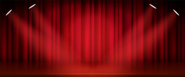 Vector gratuito etapa del teatro con cortina roja cerrada y soffit