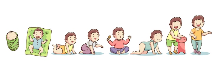 Vector gratuito etapas dibujadas a mano de una ilustración de bebé niño