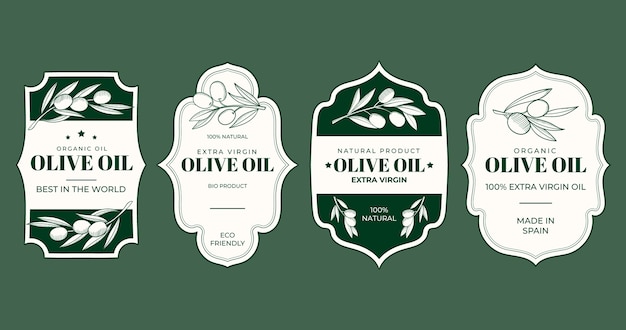 Vector gratuito etiqueta de aceite de oliva vintage dibujada a mano