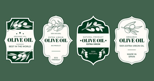 Etiqueta de aceite de oliva vintage dibujada a mano