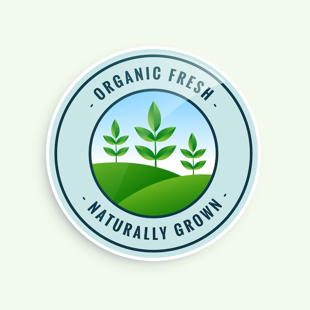 Etiqueta de alimentos orgánicos frescos cultivados naturalmente