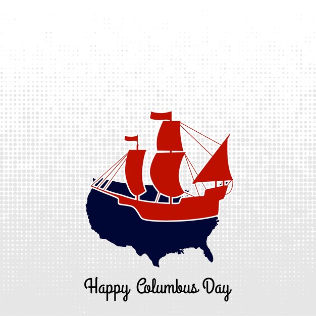 Etiqueta del barco del día de Columbus. vector de caligrafía.