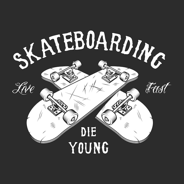 Etiqueta blanca de skate vintage