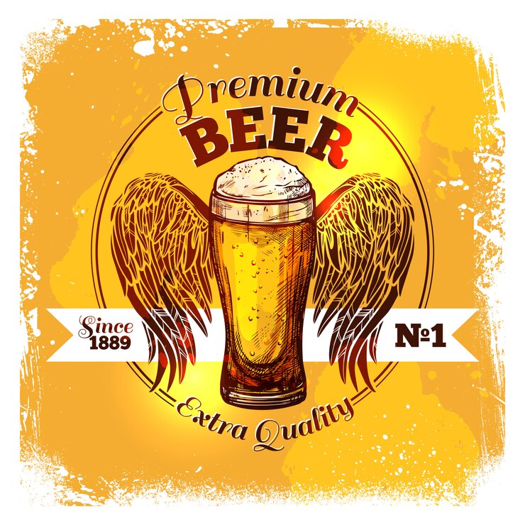 Vector gratuito etiqueta de boceto de cerveza