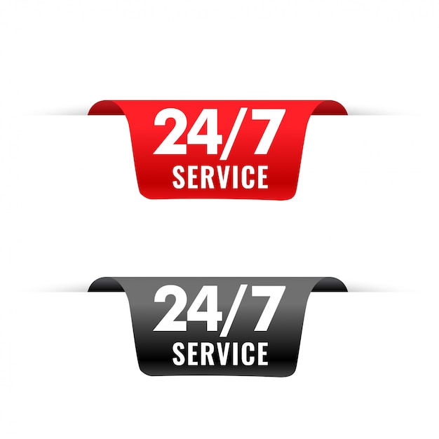 Etiqueta de cintas de servicio 24 horas en estilo 3d