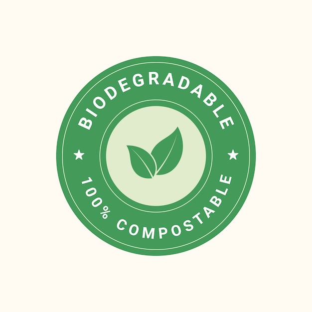 Etiqueta compostable dibujada a mano